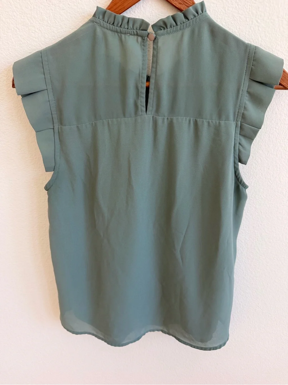 Monteau Sage Green Ruffle Sleeve Blouse - Picture 2 of 5